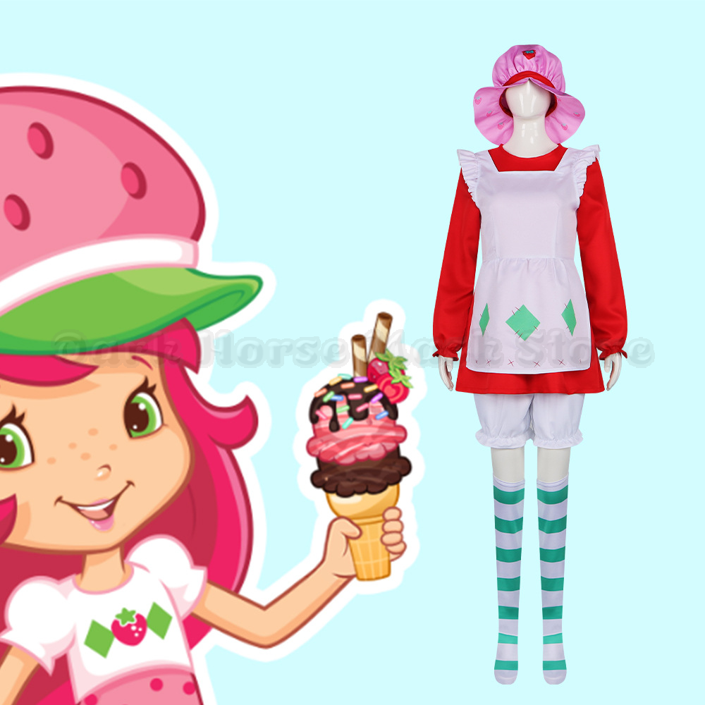 Anime Cosplay Dresses - Vintage Strawberry Shortcake Cosplay Costume 1980