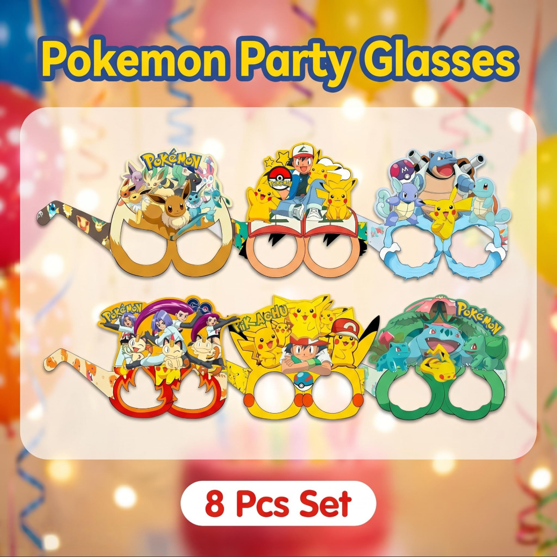 Pokémon-themed paper glasses.  – обзор и цена Anime Cosplay Roleplay